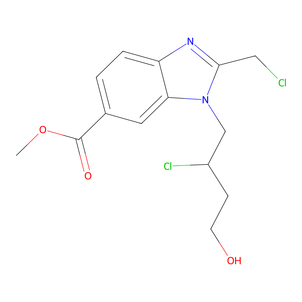 Methyl (S)-1-(2-Chloro-4-hydroxybutyl)-2-(chloromethyl)-1H-benzo[d]imidazole-6-carboxylate molecular structure, CAS 2994329-60-9