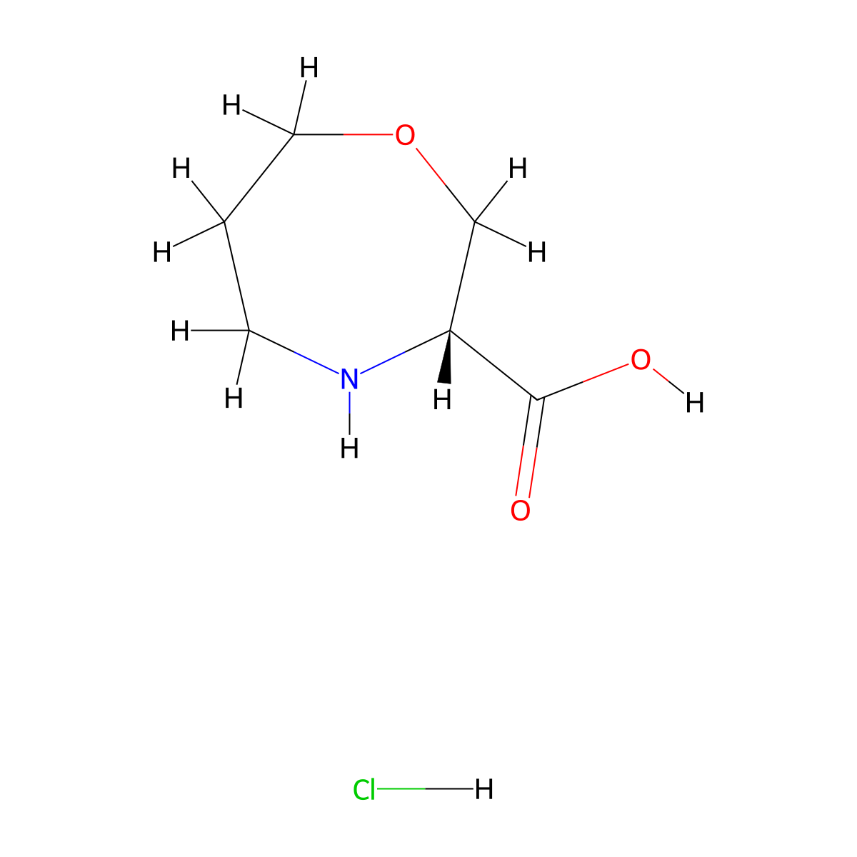(3R)-1,4-oxazepane-3-carboxylic acid hydrochloride molecular structure, CAS 2994329-68-7