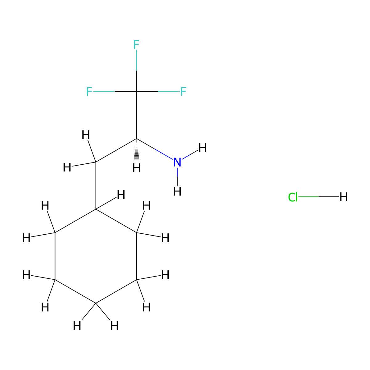 (2S)-3-cyclohexyl-1,1,1-trifluoropropan-2-amine hydrochloride molecular structure, CAS 2994329-71-2