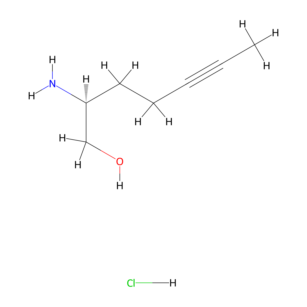 (2S)-2-aminohept-5-yn-1-ol hydrochloride molecular structure, CAS 2994332-23-7