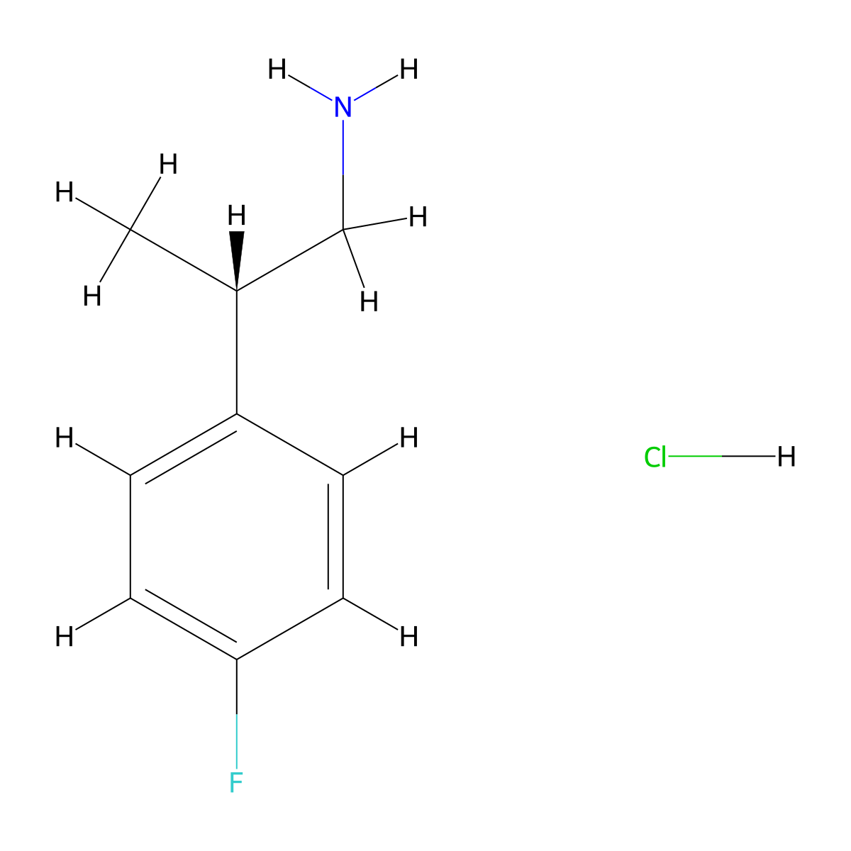 (2S)-2-(4-fluorophenyl)propan-1-amine hydrochloride molecular structure, CAS 2994332-88-4