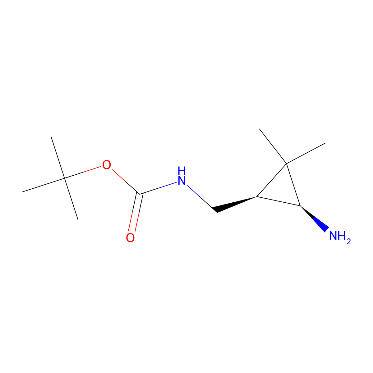 rac-tert-butyl N-{[(1R,3S)-3-amino-2,2-dimethylcyclopropyl]methyl}carbamate molecular structure, CAS 2994333-02-5