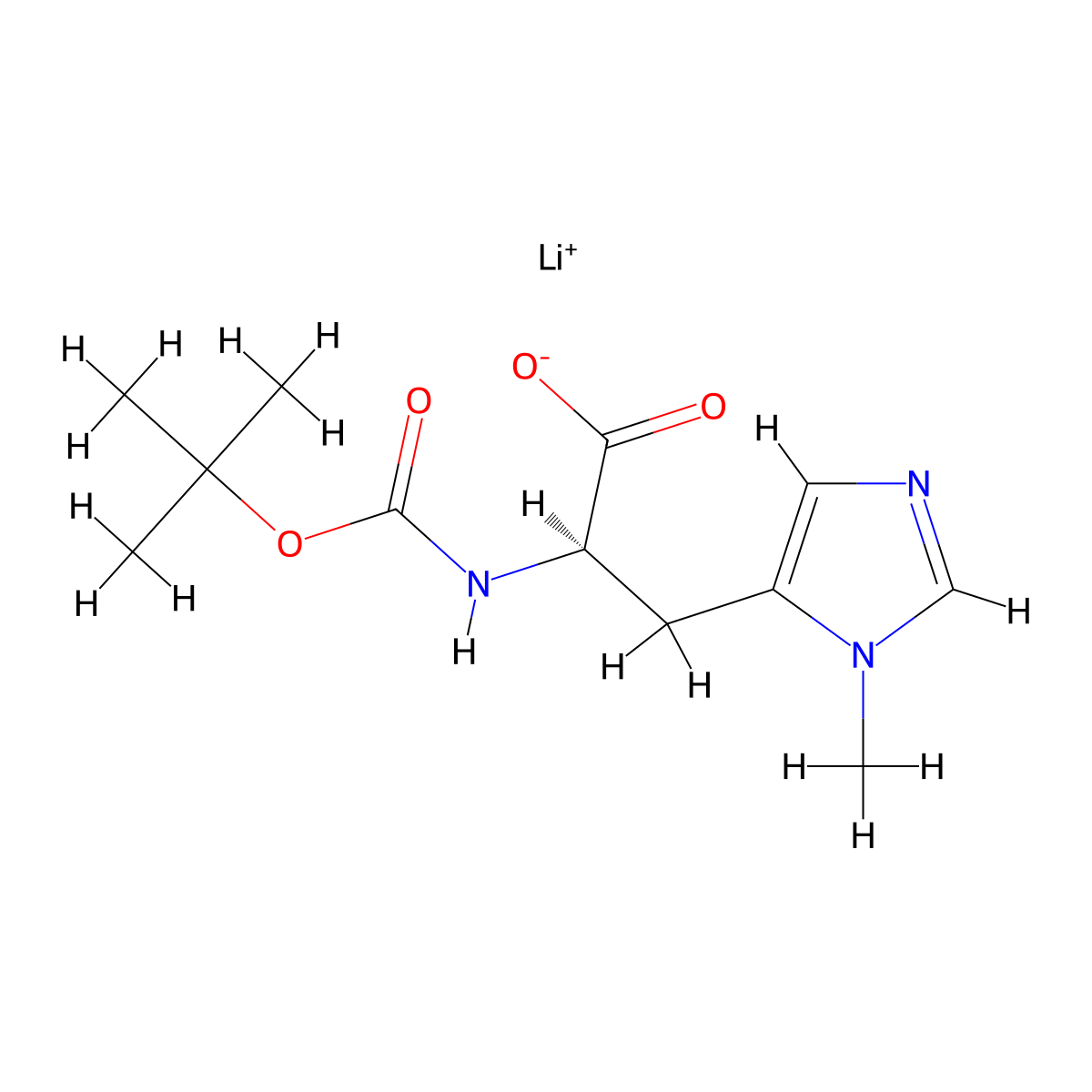 lithium(1+) (2R)-2-{[(tert-butoxy)carbonyl]amino}-3-(1-methyl-1H-imidazol-5-yl)propanoate molecular structure, CAS 2994333-17-2