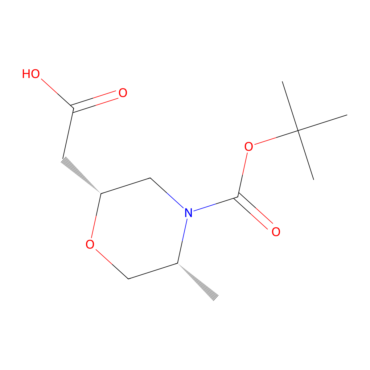 rac-2-[(2R,5R)-4-[(tert-butoxy)carbonyl]-5-methylmorpholin-2-yl]acetic acid molecular structure, CAS 2994333-25-2
