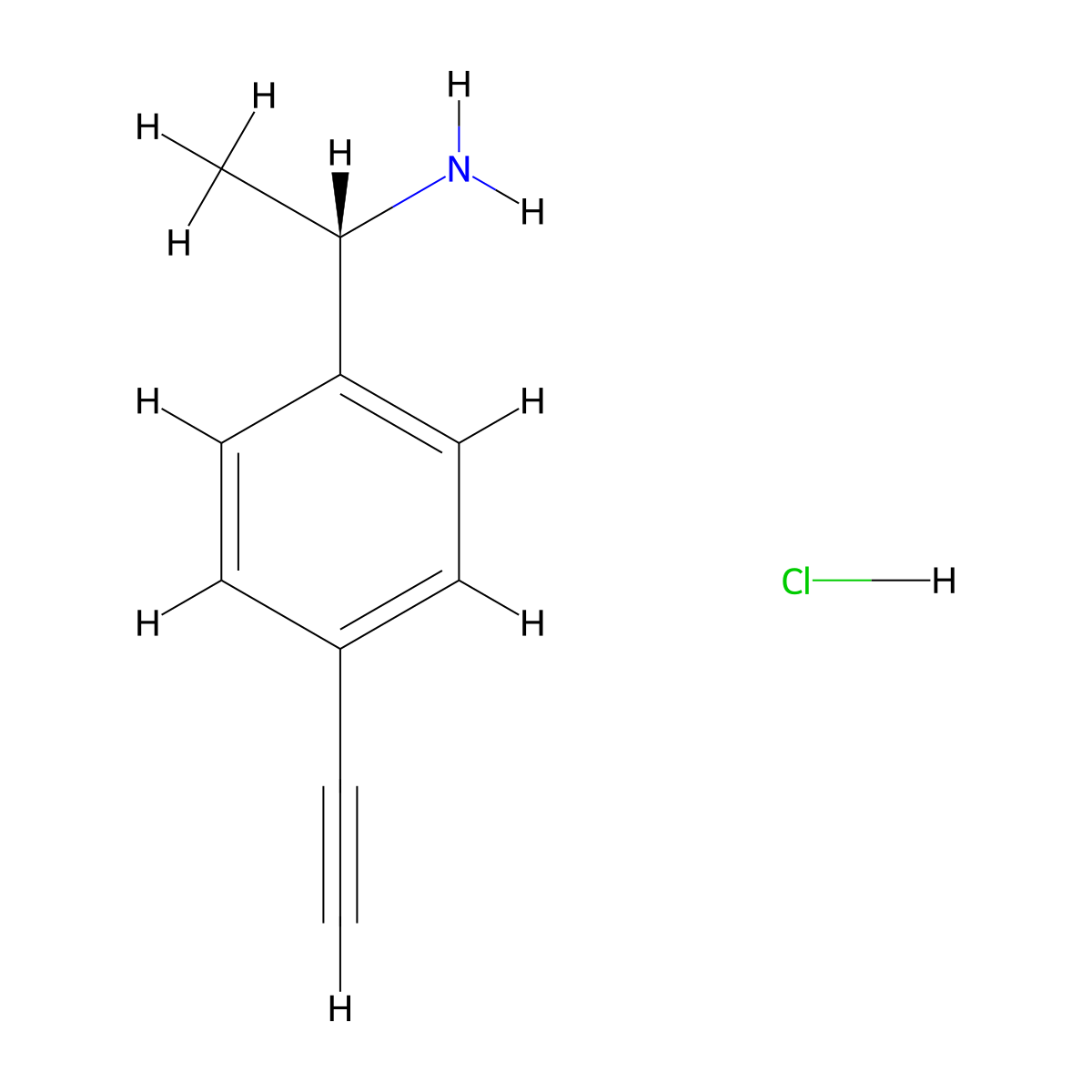 (S)-1-(4-Ethynylphenyl)ethanamine Hydrochloride molecular structure, CAS 2994334-96-0