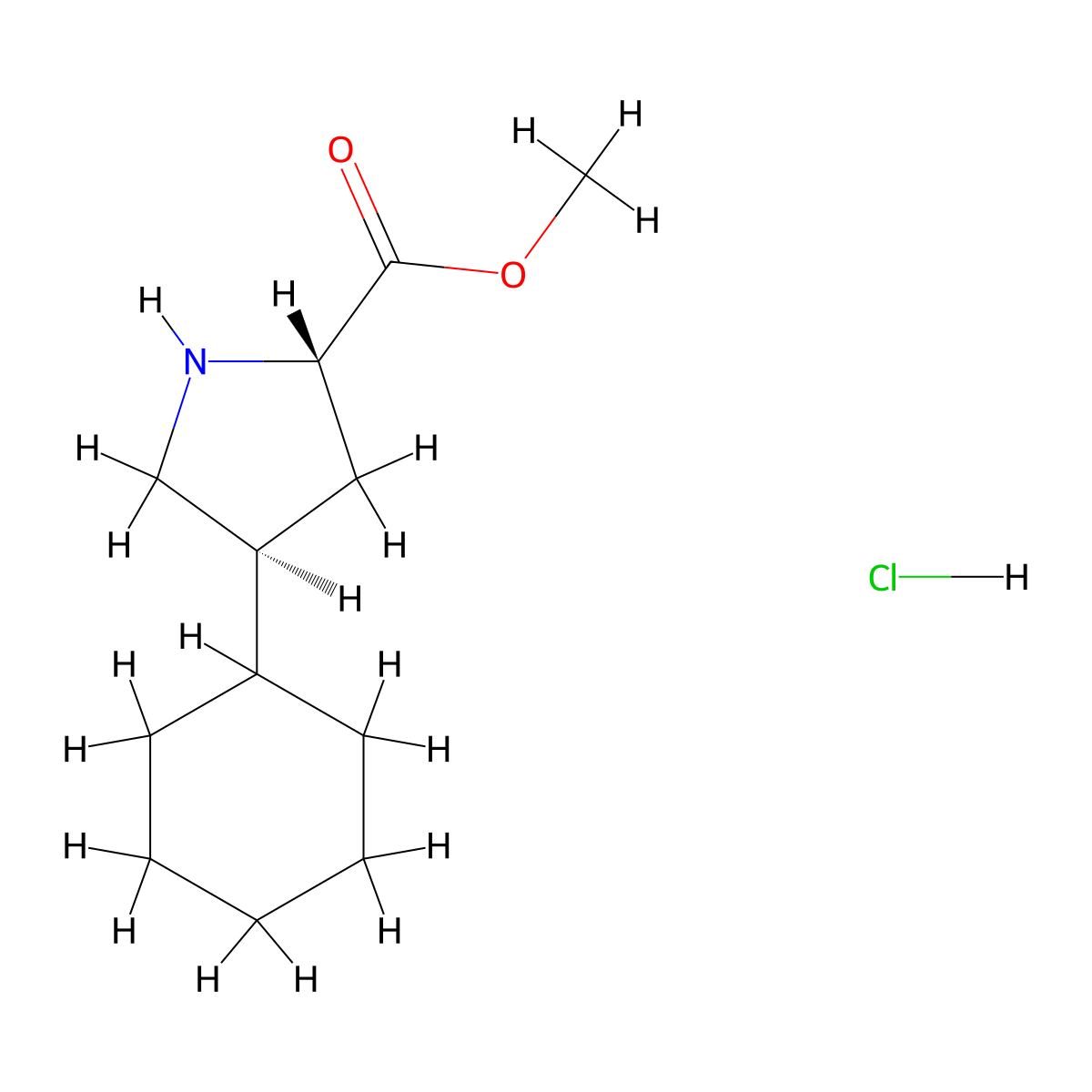methyl (2S,4S)-4-cyclohexylpyrrolidine-2-carboxylate hydrochloride molecular structure, CAS 2994334-99-3