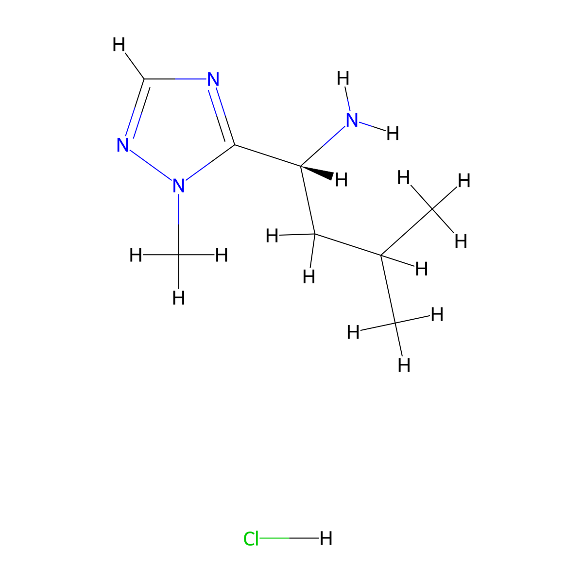 (1R)-3-methyl-1-(1-methyl-1H-1,2,4-triazol-5-yl)butan-1-amine hydrochloride molecular structure, CAS 2994335-02-1