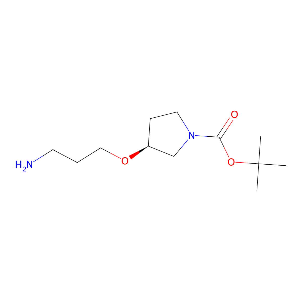 tert-butyl (3S)-3-(3-aminopropoxy)pyrrolidine-1-carboxylate molecular structure, CAS 2994335-27-0