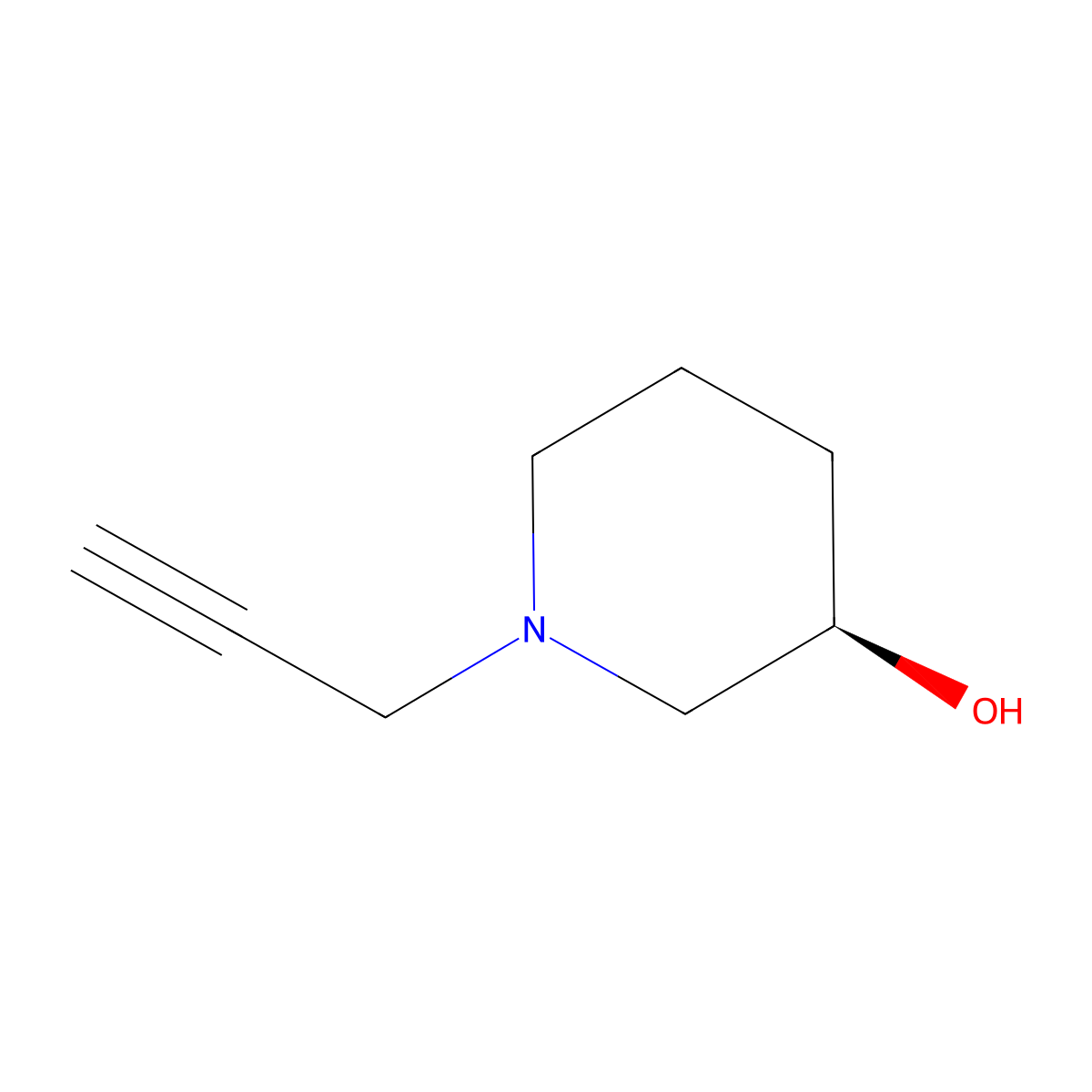 (3R)-1-(prop-2-yn-1-yl)piperidin-3-ol molecular structure, CAS 2994335-34-9