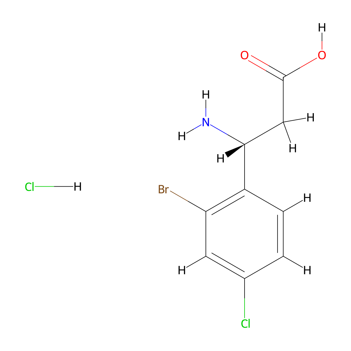(3R)-3-amino-3-(2-bromo-4-chlorophenyl)propanoic acid hydrochloride molecular structure, CAS 2994335-87-2