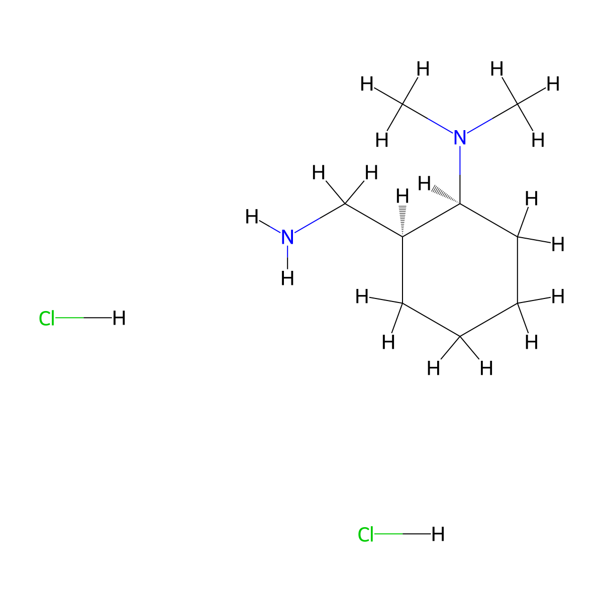rac-(1R,2R)-2-(aminomethyl)-N,N-dimethylcyclohexan-1-amine dihydrochloride molecular structure, CAS 2994336-02-4