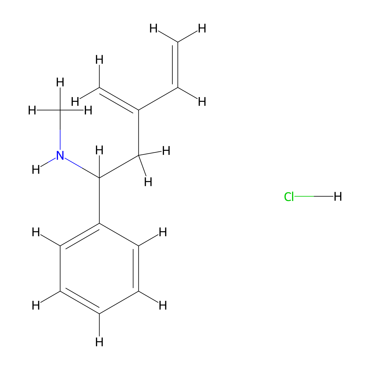 N-methyl-3-methylene-1-phenyl-4-penten-1-amine hydrochloride molecular structure, CAS 299435-49-7