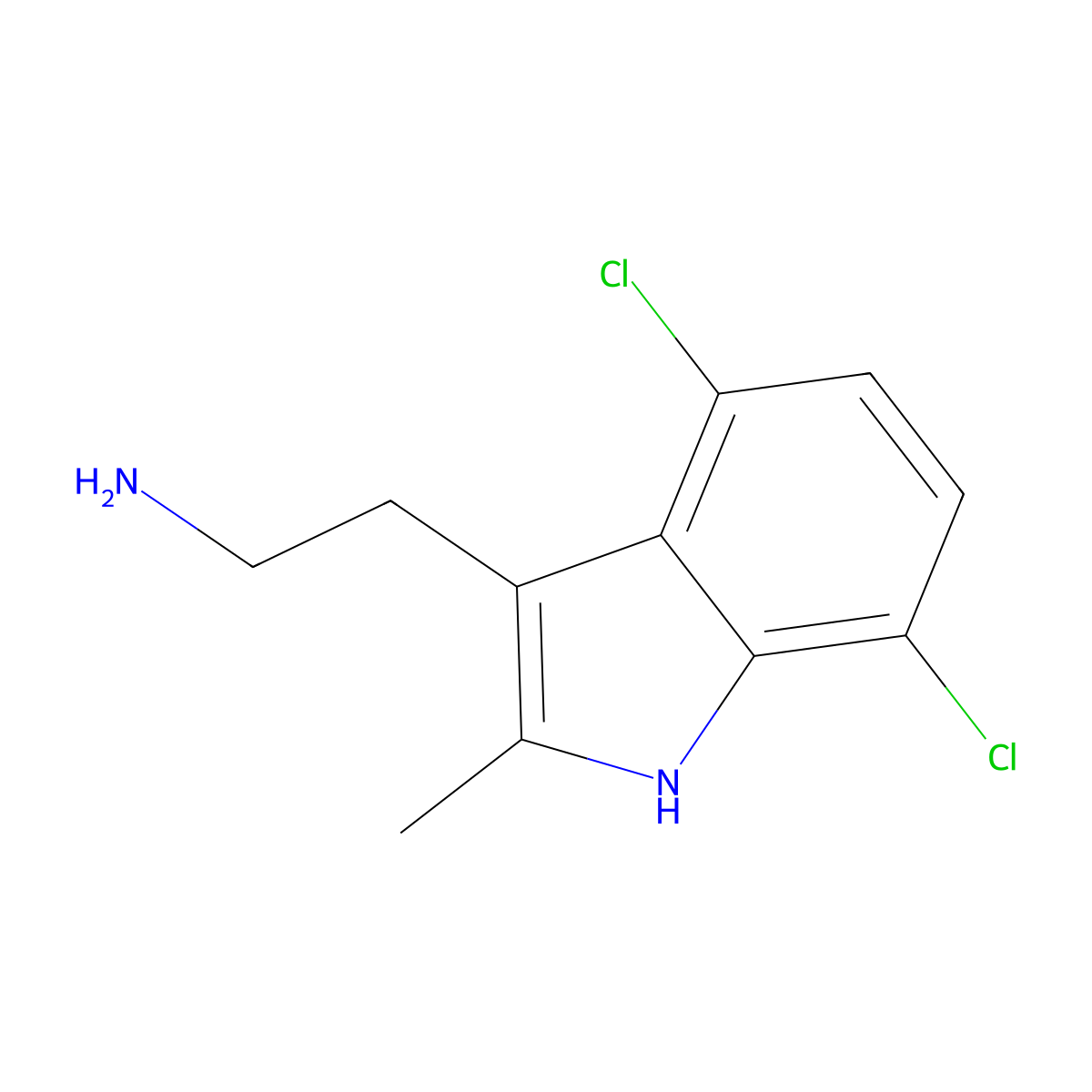 2-(4,7-dichloro-2-methyl-1H-indol-3-yl)ethan-1-amine molecular structure, CAS 299438-96-3