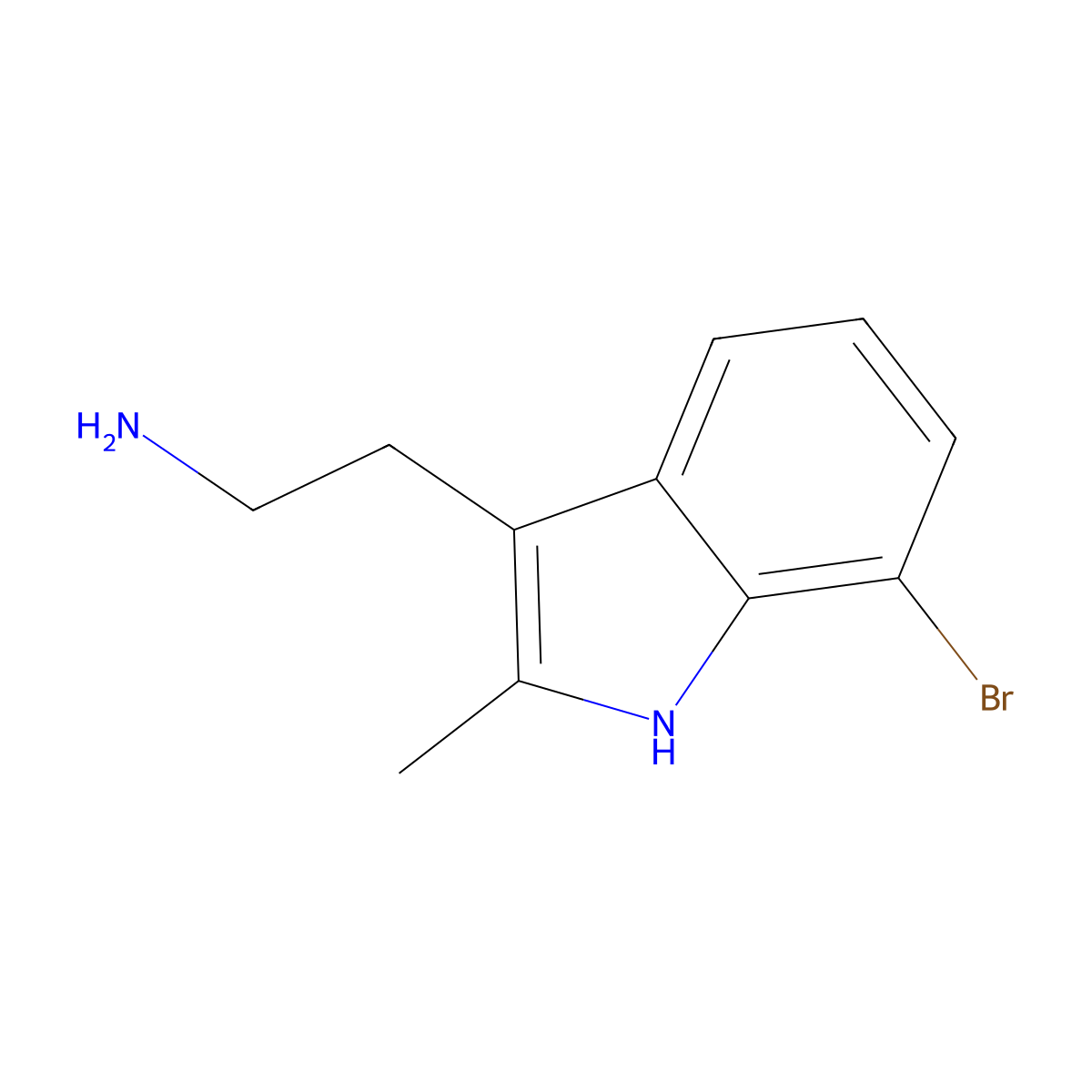 2-(7-bromo-2-methyl-1H-indol-3-yl)ethanamine molecular structure, CAS 299439-05-7
