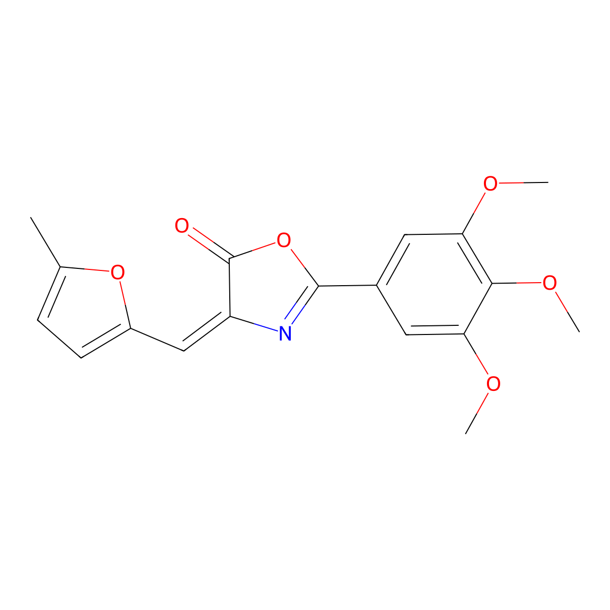 4-[(5-Methyl-2-furanyl)methylene]-2-(3,4,5-trimethoxyphenyl)-5(4H)-oxazolone molecular structure, CAS 299440-28-1