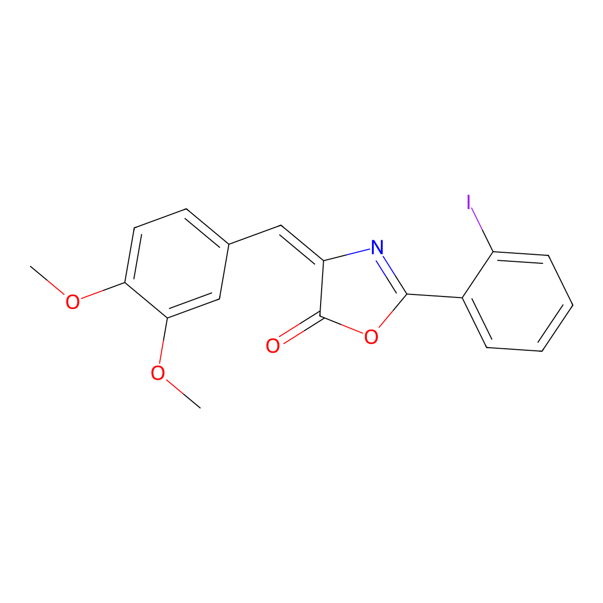4-(3,4-Dimethoxy-benzylidene)-2-(2-iodo-phenyl)-4H-oxazol-5-one molecular structure, CAS 299440-53-2