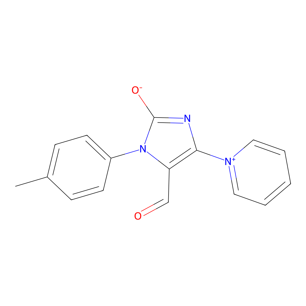 (Z)-[3-(4-methylphenyl)-2-oxo-5-pyridin-1-ium-1-ylimidazol-4-ylidene]methanolate molecular structure, CAS 299440-78-1