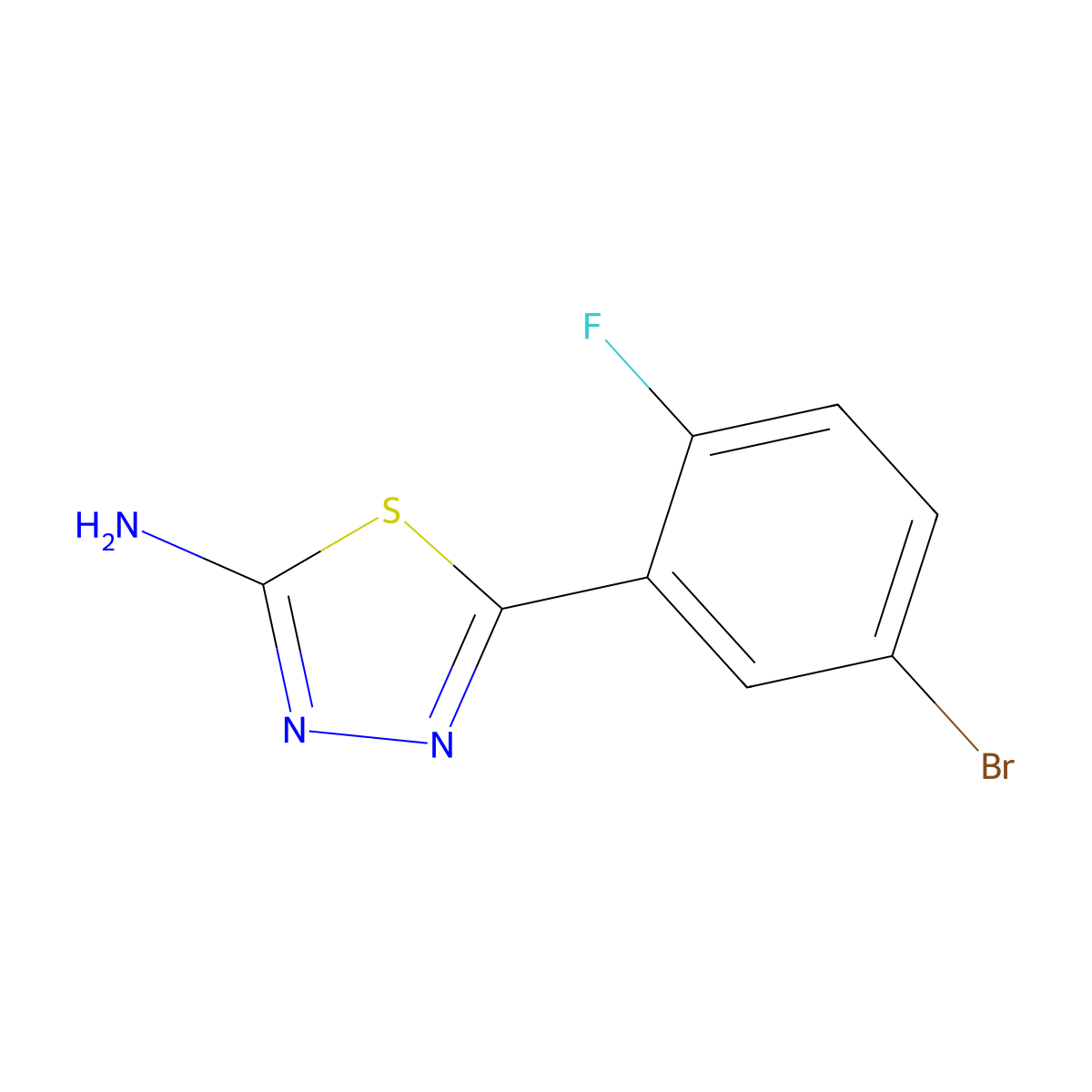 5-(5-Bromo-2-fluorophenyl)-1,3,4-thiadiazol-2-amine molecular structure, CAS 299441-49-9