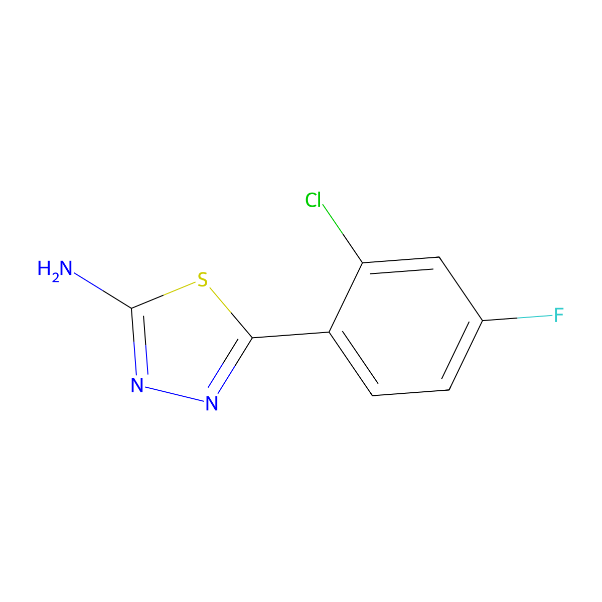 5-(2-Chloro-4-fluorophenyl)-1,3,4-thiadiazol-2-amine molecular structure, CAS 299441-89-7