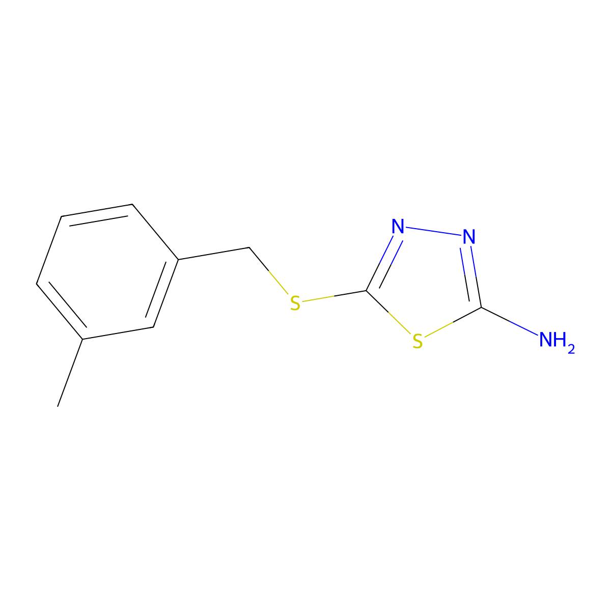 5-[(3-Methylbenzyl)sulfanyl]-1,3,4-thiadiazol-2-ylamine molecular structure, CAS 299442-42-5