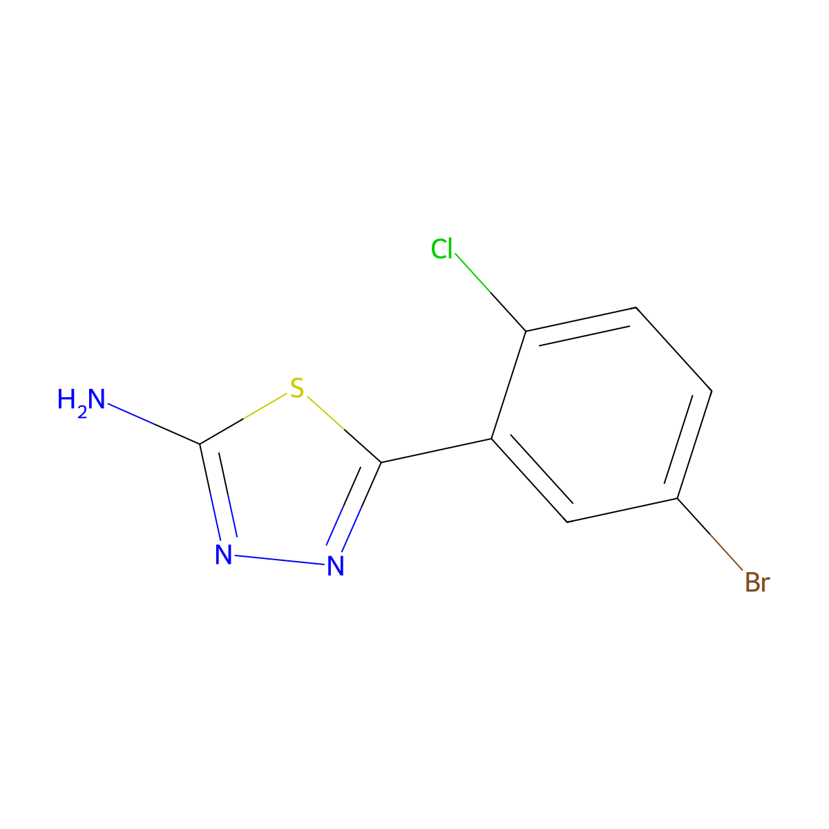 5-(5-Bromo-2-chlorophenyl)-1,3,4-thiadiazol-2-amine molecular structure, CAS 299442-88-9