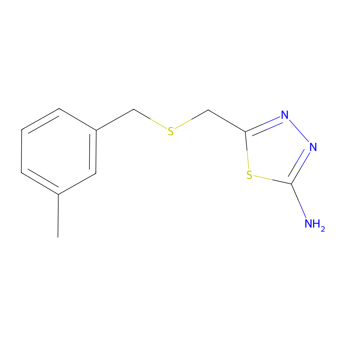 5-{[(3-Methylbenzyl)sulfanyl]methyl}-1,3,4-thiadiazol-2-amine molecular structure, CAS 299443-05-3