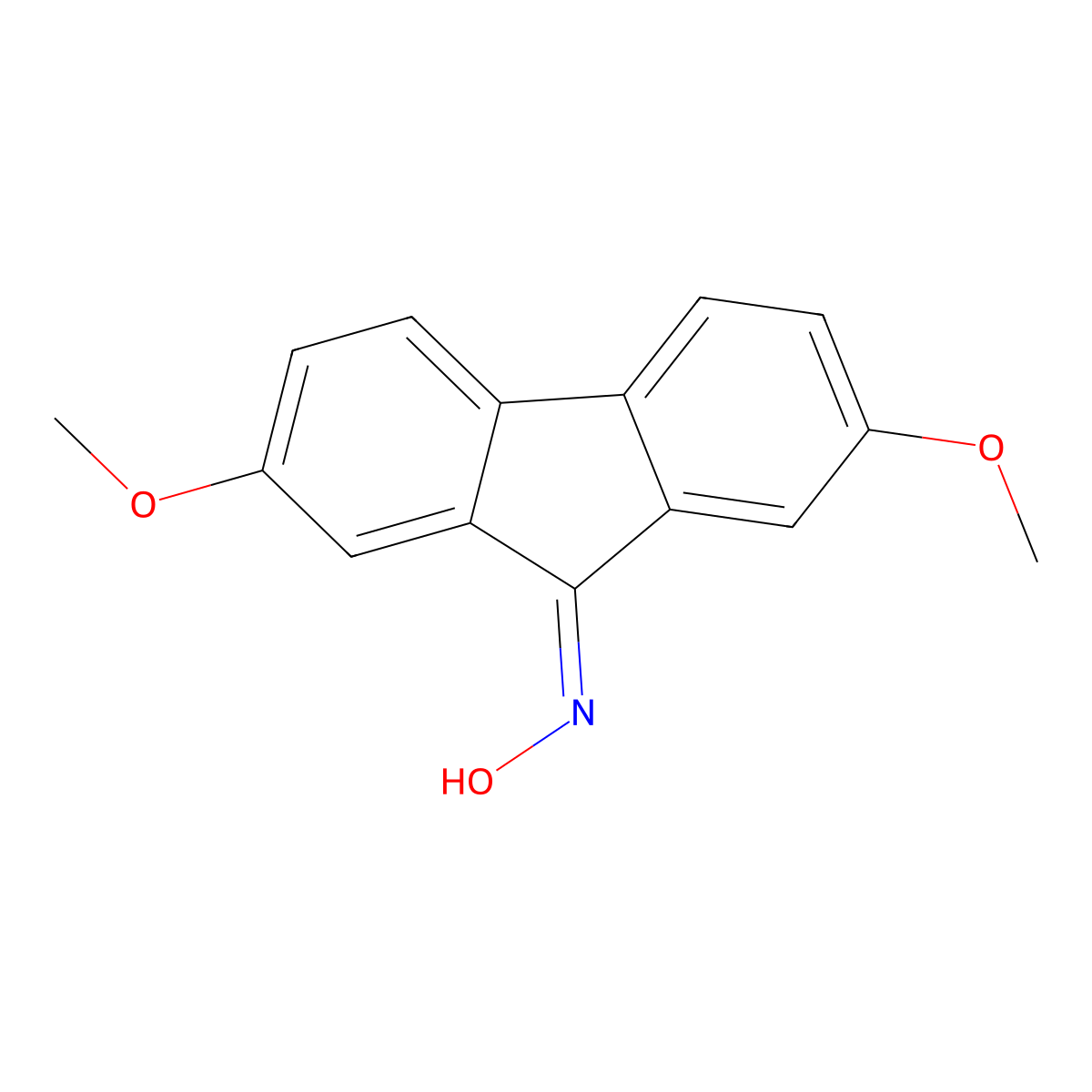 2,7-Dimethoxy-9H-fluoren-9-one oxime molecular structure, CAS 299443-44-0