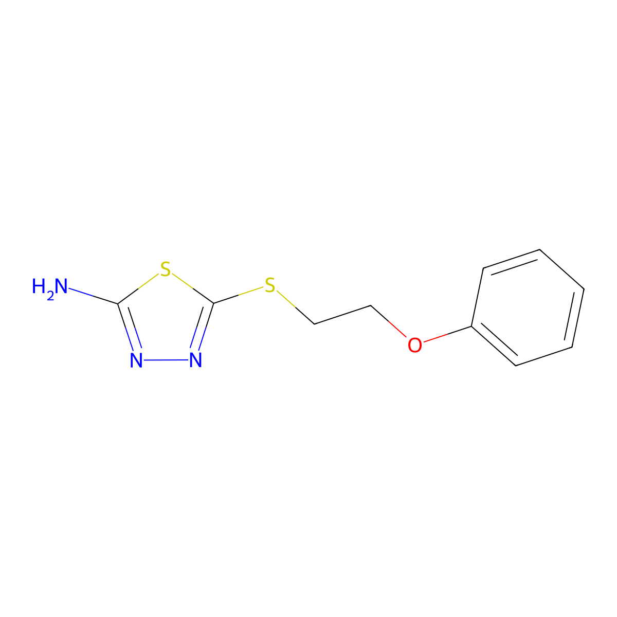 5-[(2-Phenoxyethyl)sulfanyl]-1,3,4-thiadiazol-2-amine molecular structure, CAS 299443-63-3