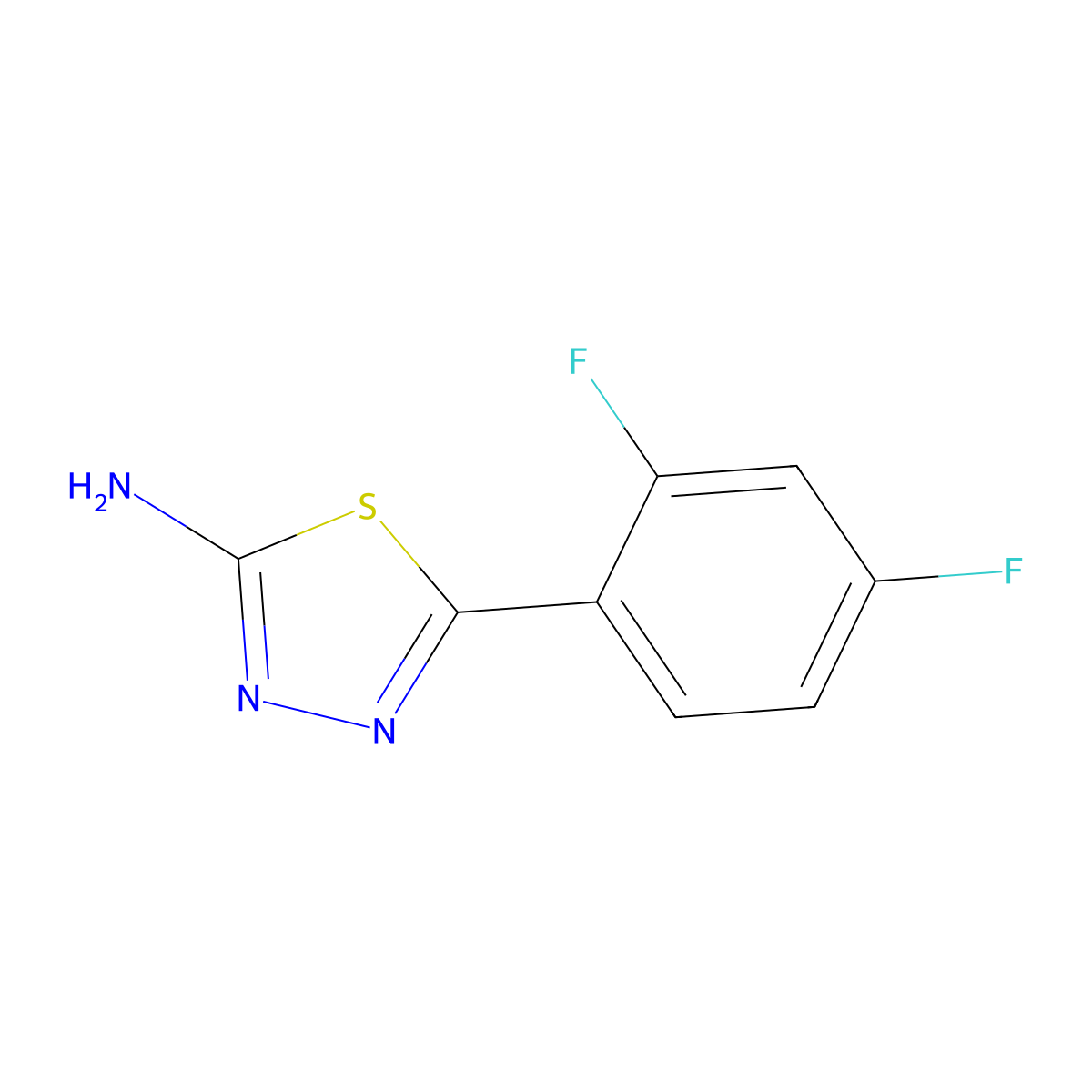 5-(2,4-Difluorophenyl)-1,3,4-thiadiazol-2-amine molecular structure, CAS 299443-66-6