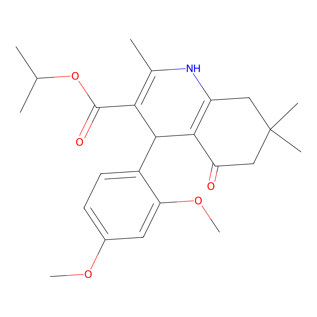 Isopropyl 4-(2,4-dimethoxyphenyl)-2,7,7-trimethyl-5-oxo-1,4,5,6,7,8-hexahydroquinoline-3-carboxylate molecular structure, CAS 299449-78-8