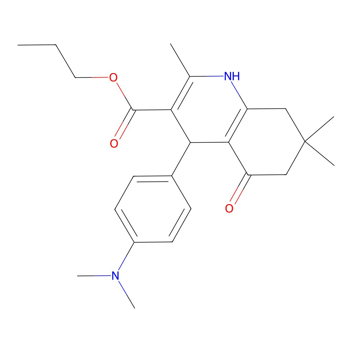 Propyl 4-[4-(dimethylamino)phenyl]-2,7,7-trimethyl-5-oxo-1,4,5,6,7,8-hexahydroquinoline-3-carboxylate molecular structure, CAS 299450-22-9