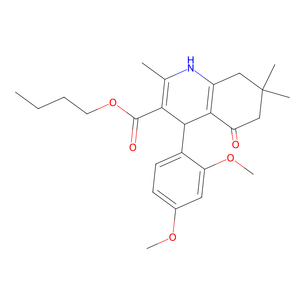 Butyl 4-(2,4-dimethoxyphenyl)-2,7,7-trimethyl-5-oxo-1,4,5,6,7,8-hexahydro-3-quinolinecarboxylate molecular structure, CAS 299450-33-2