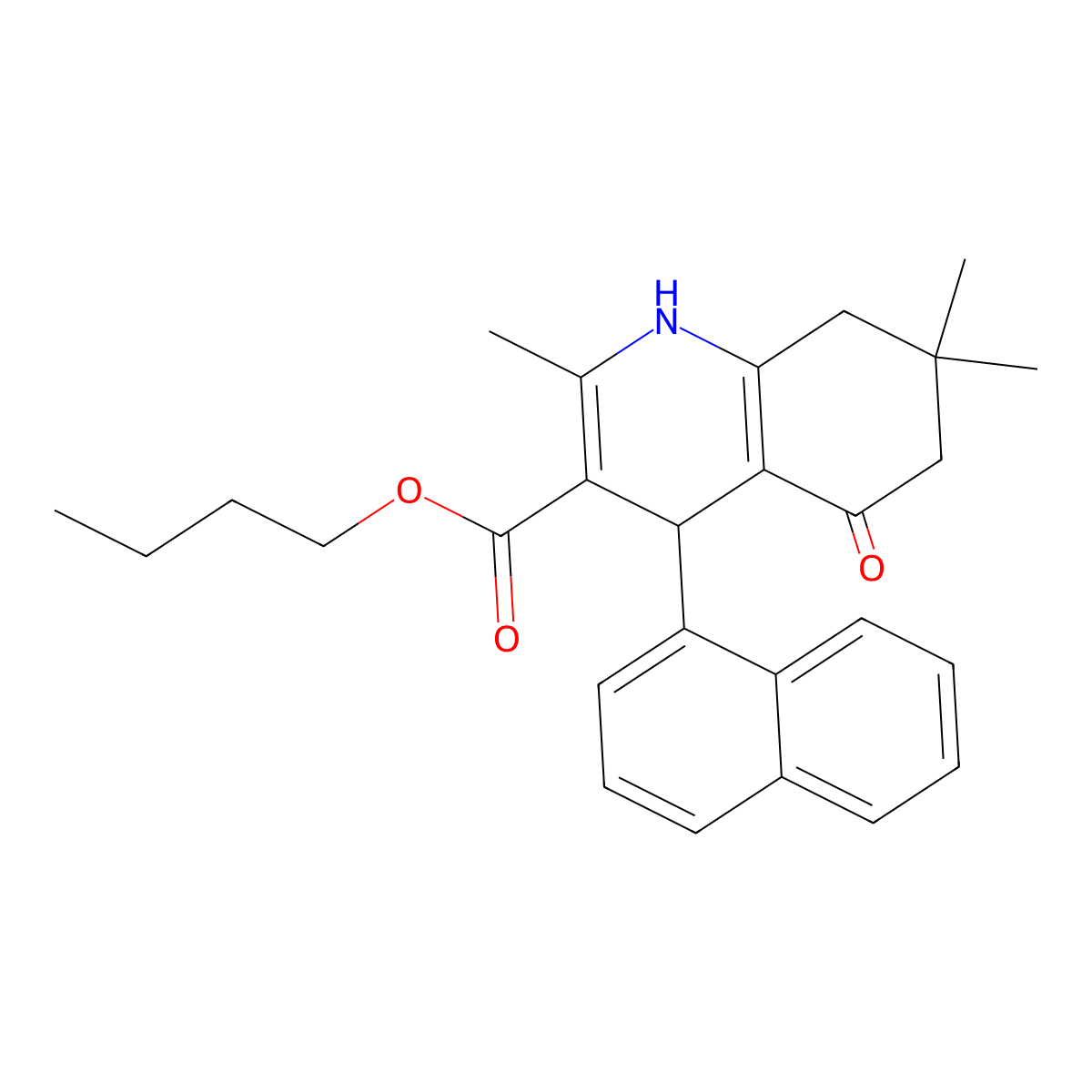 Butyl 2,7,7-trimethyl-4-(1-naphthyl)-5-oxo-1,4,5,6,7,8-hexahydro-3-quinolinecarboxylate molecular structure, CAS 299450-40-1