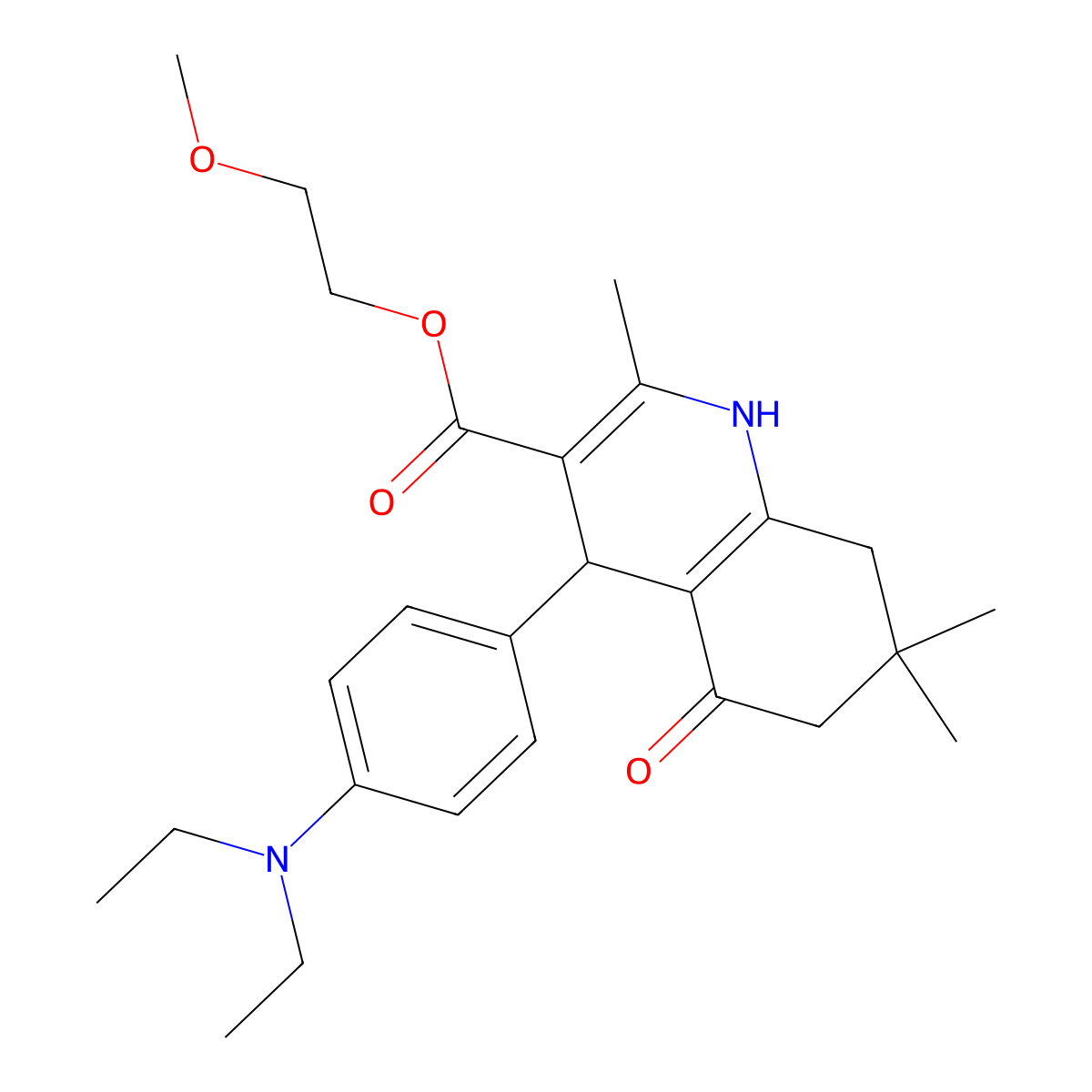 2-Methoxyethyl 4-[4-(diethylamino)phenyl]-2,7,7-trimethyl-5-oxo-1,4,5,6,7,8-hexahydroquinoline-3-carboxylate molecular structure, CAS 299450-68-3