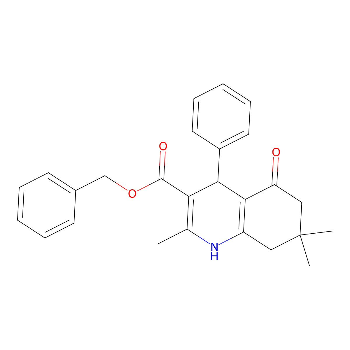 Benzyl 2,7,7-trimethyl-5-oxo-4-phenyl-1,4,5,6,7,8-hexahydroquinoline-3-carboxylate molecular structure, CAS 299451-33-5
