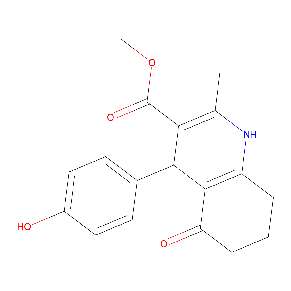 Methyl 4-(4-hydroxyphenyl)-2-methyl-5-oxo-1,4,5,6,7,8-hexahydroquinoline-3-carboxylate molecular structure, CAS 299451-66-4