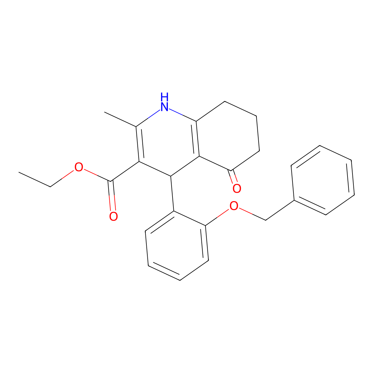 Ethyl 4-(2-(benzyloxy)phenyl)-2-methyl-5-oxo-1,4,5,6,7,8-hexahydroquinoline-3-carboxylate molecular structure, CAS 299451-75-5