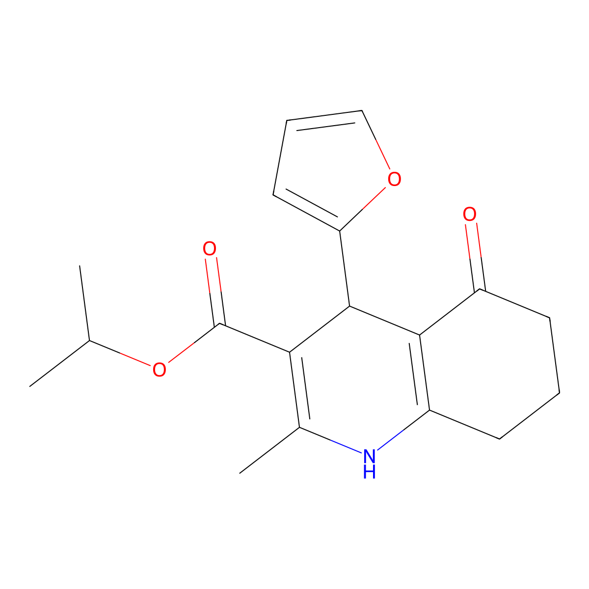Propan-2-yl 4-(furan-2-yl)-2-methyl-5-oxo-1,4,5,6,7,8-hexahydroquinoline-3-carboxylate molecular structure, CAS 299451-90-4