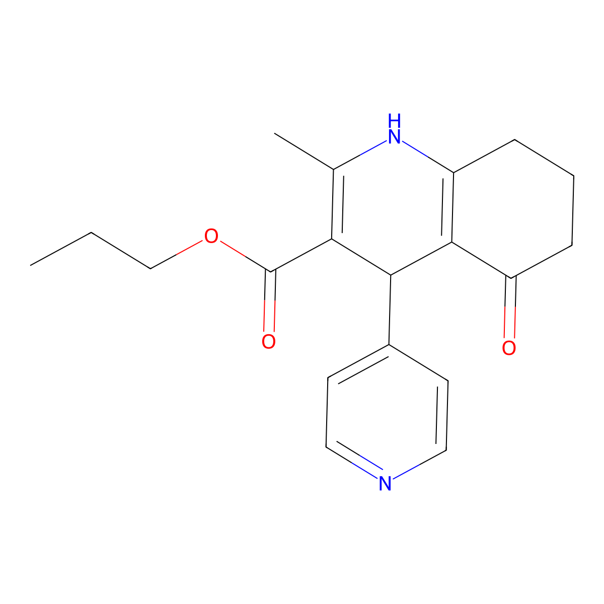 Propyl 2-methyl-5-oxo-4-(pyridin-4-yl)-1,4,5,6,7,8-hexahydroquinoline-3-carboxylate molecular structure, CAS 299452-01-0