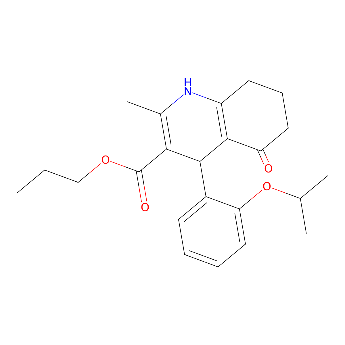 Propyl 2-methyl-5-oxo-4-[2-(propan-2-yloxy)phenyl]-1,4,5,6,7,8-hexahydroquinoline-3-carboxylate molecular structure, CAS 299452-06-5