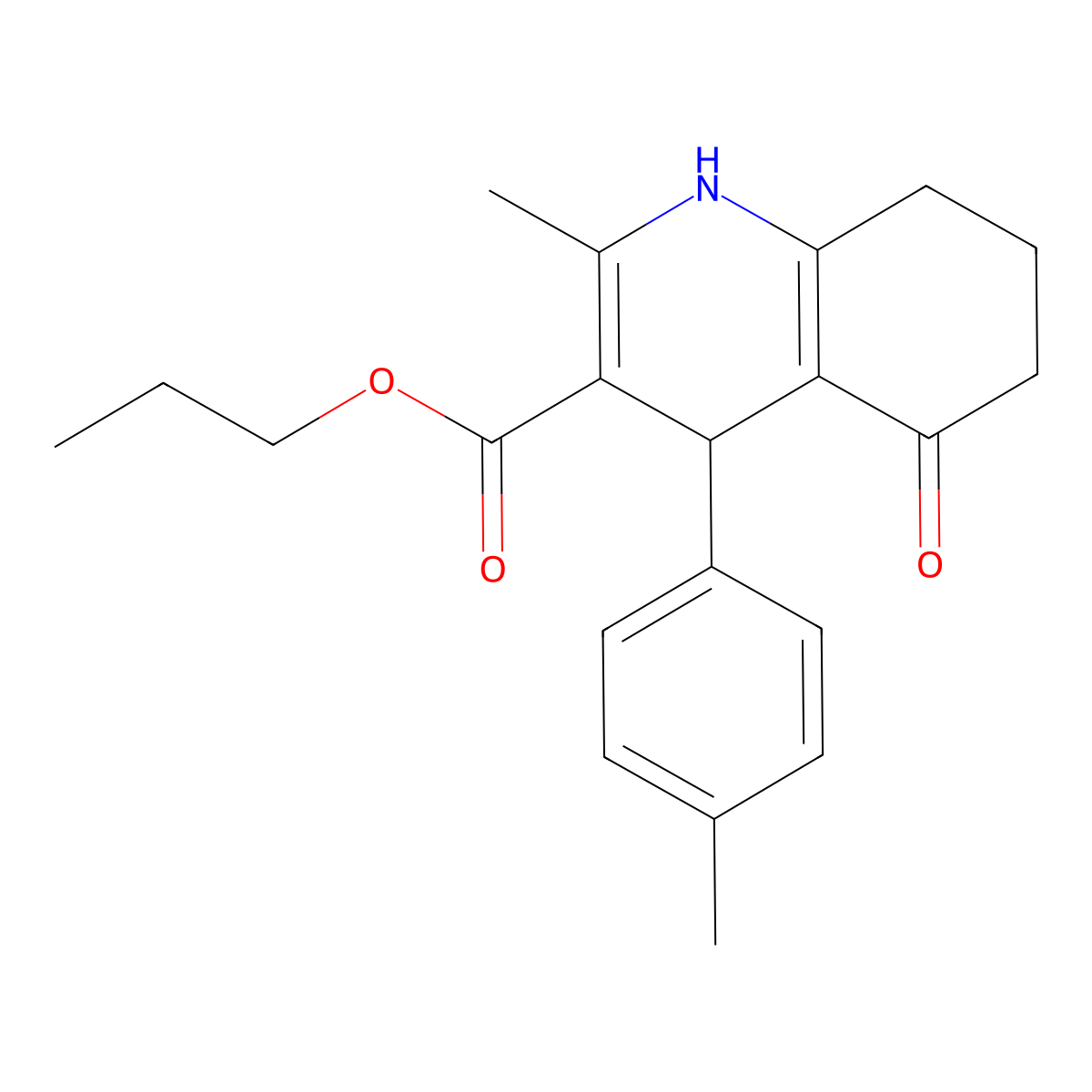 Propyl 2-methyl-4-(4-methylphenyl)-5-oxo-1,4,5,6,7,8-hexahydroquinoline-3-carboxylate molecular structure, CAS 299452-20-3