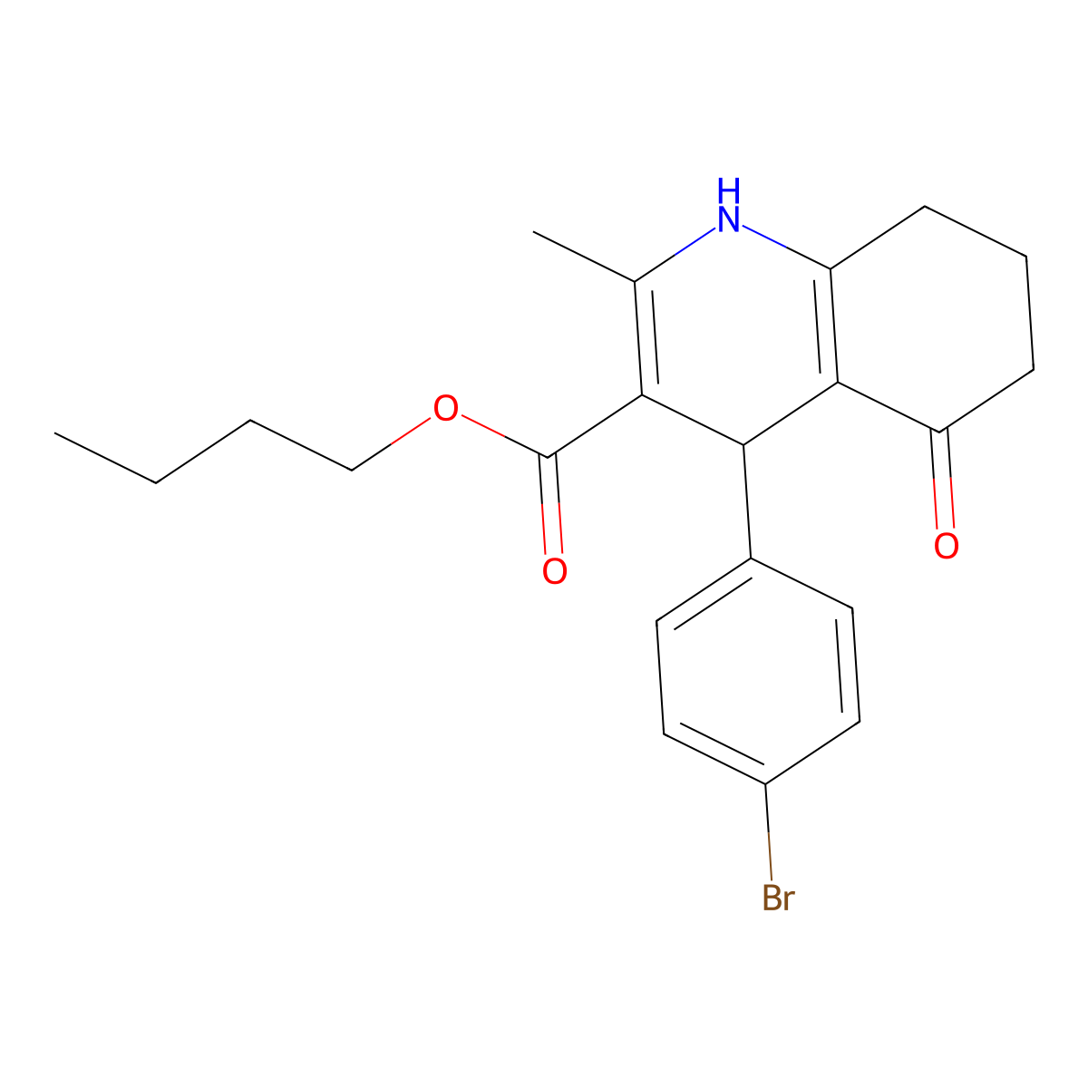 Butyl 4-(4-bromophenyl)-2-methyl-5-oxo-1,4,5,6,7,8-hexahydroquinoline-3-carboxylate molecular structure, CAS 299452-26-9