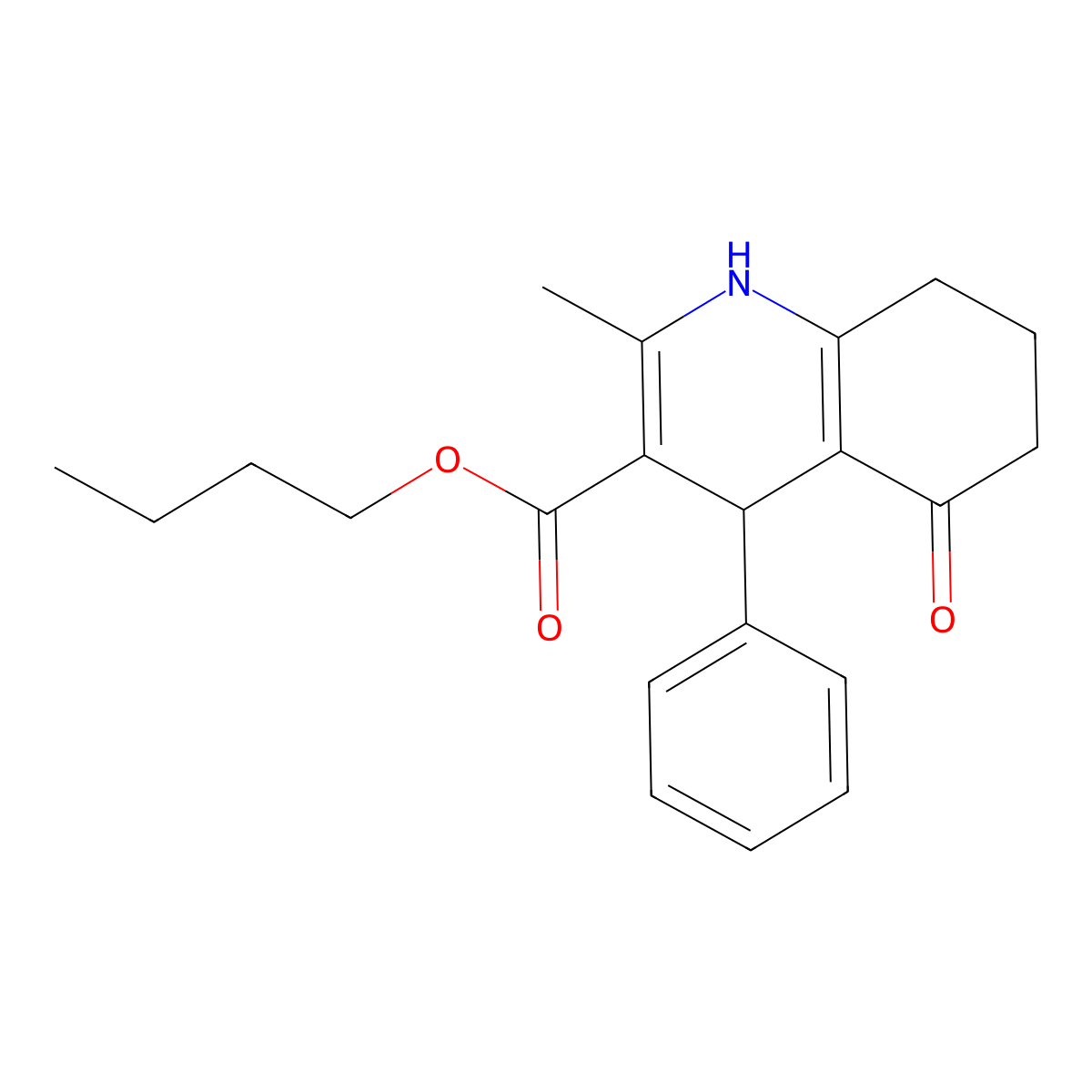 Butyl 2-methyl-5-oxo-4-phenyl-1,4,5,6,7,8-hexahydroquinoline-3-carboxylate molecular structure, CAS 299452-32-7