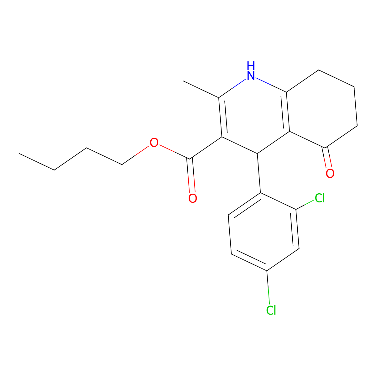 Butyl 4-(2,4-dichlorophenyl)-2-methyl-5-oxo-1,4,5,6,7,8-hexahydroquinoline-3-carboxylate molecular structure, CAS 299452-55-4