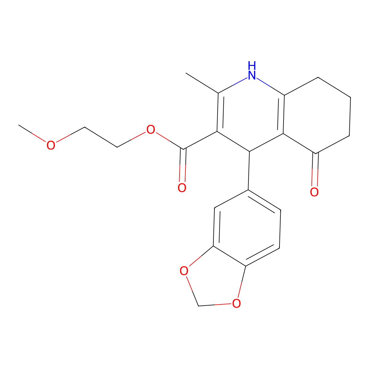 2-Methoxyethyl 4-(1,3-benzodioxol-5-yl)-2-methyl-5-oxo-1,4,5,6,7,8-hexahydroquinoline-3-carboxylate molecular structure, CAS 299452-67-8