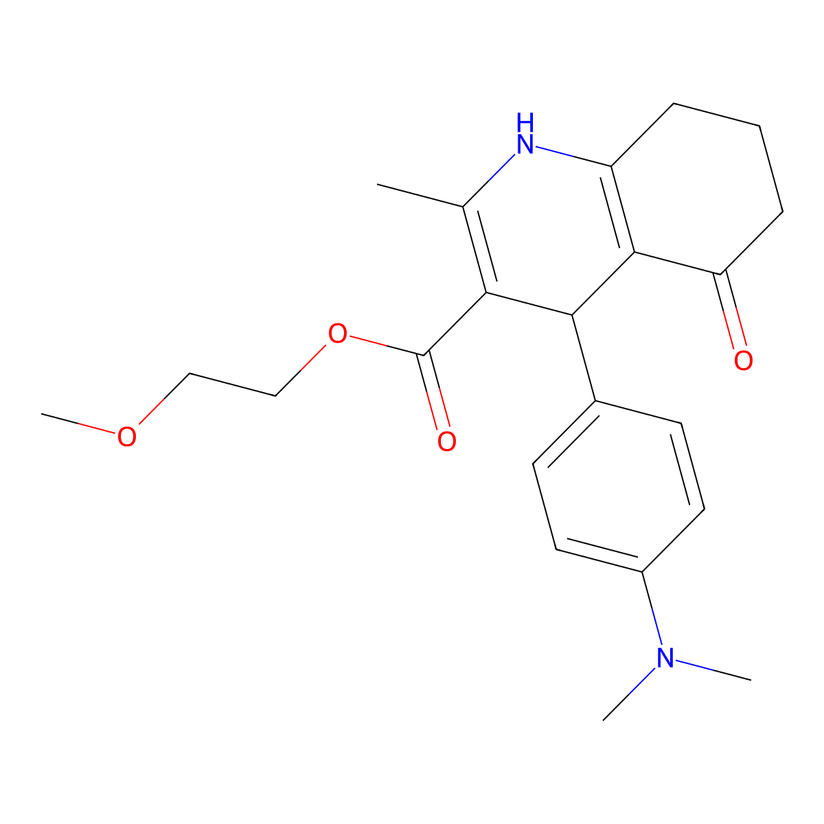 2-Methoxyethyl 4-[4-(dimethylamino)phenyl]-2-methyl-5-oxo-1,4,5,6,7,8-hexahydroquinoline-3-carboxylate molecular structure, CAS 299452-77-0