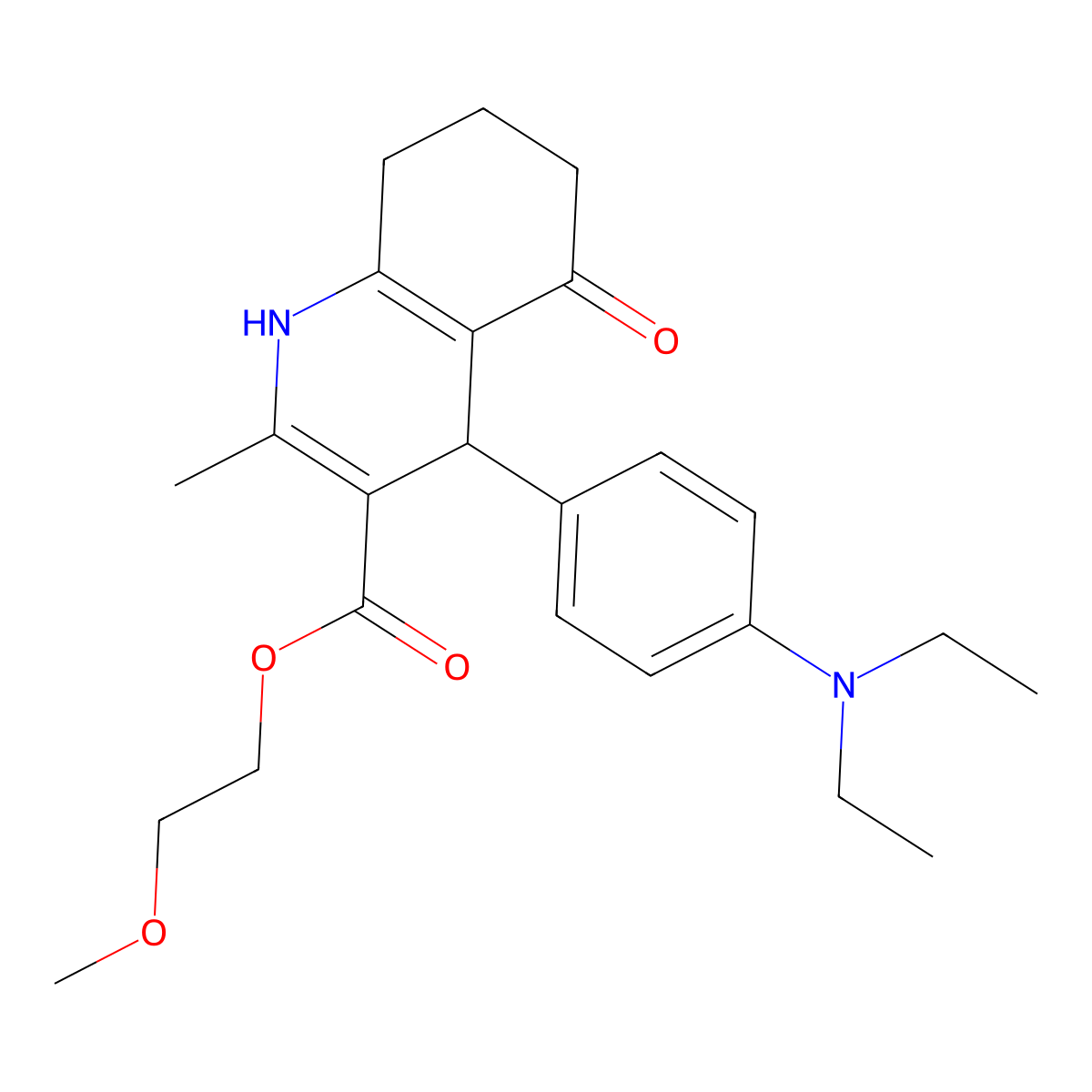 2-Methoxyethyl 4-[4-(diethylamino)phenyl]-2-methyl-5-oxo-1,4,5,6,7,8-hexahydroquinoline-3-carboxylate molecular structure, CAS 299452-78-1