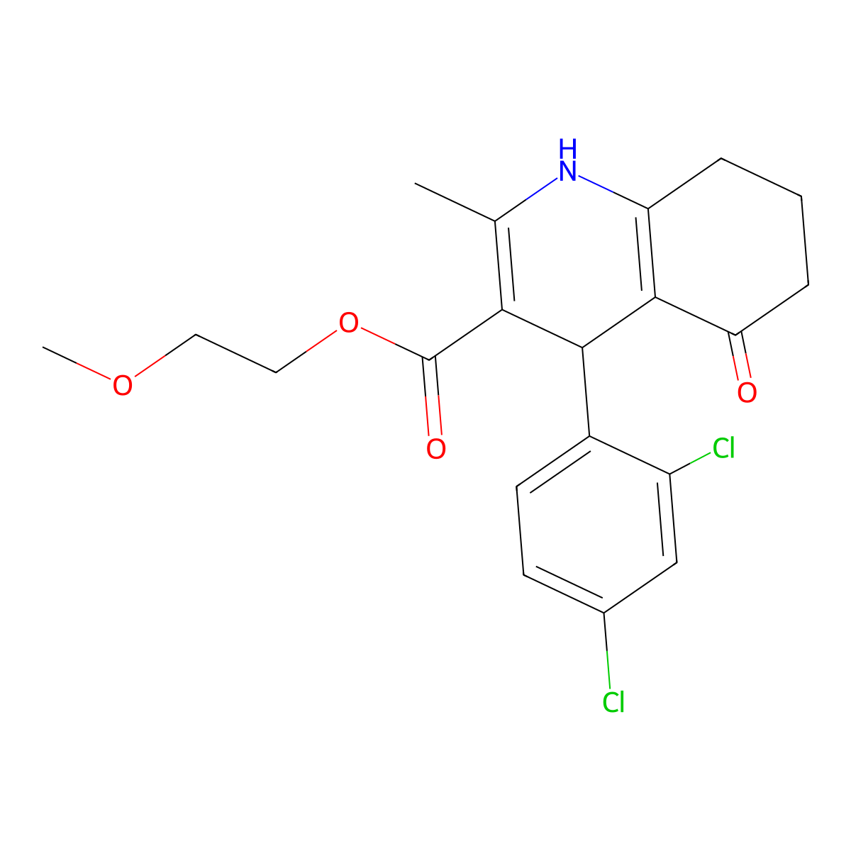 2-Methoxyethyl 4-(2,4-dichlorophenyl)-2-methyl-5-oxo-1,4,5,6,7,8-hexahydroquinoline-3-carboxylate molecular structure, CAS 299452-81-6