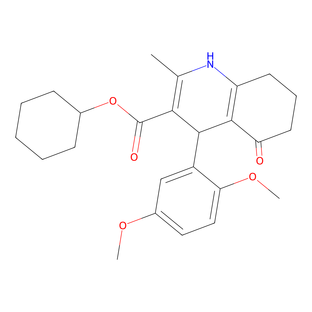 Cyclohexyl 4-(2,5-dimethoxyphenyl)-2-methyl-5-oxo-1,4,5,6,7,8-hexahydroquinoline-3-carboxylate molecular structure, CAS 299453-35-3