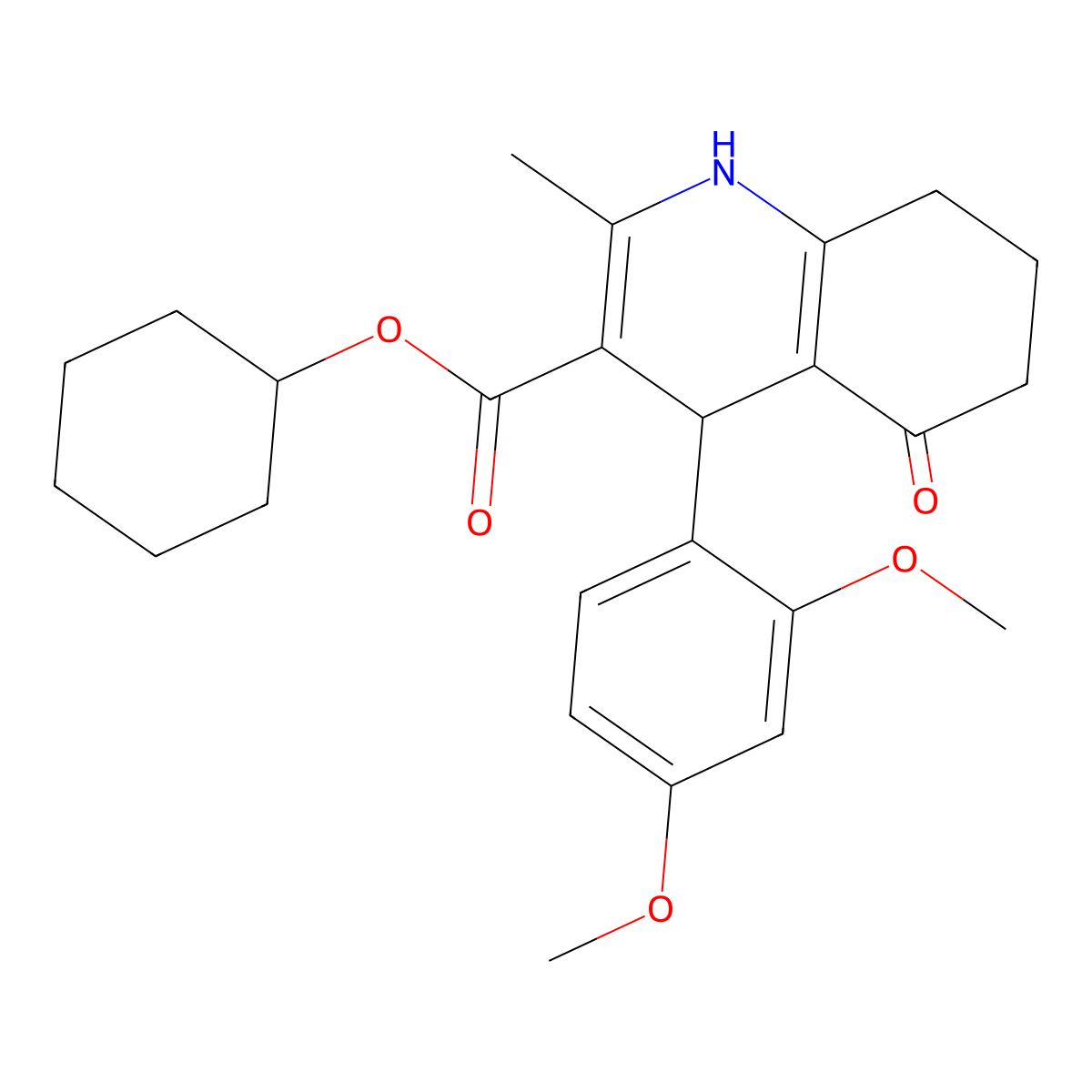 Cyclohexyl 4-(2,4-dimethoxyphenyl)-2-methyl-5-oxo-1,4,5,6,7,8-hexahydroquinoline-3-carboxylate molecular structure, CAS 299453-36-4